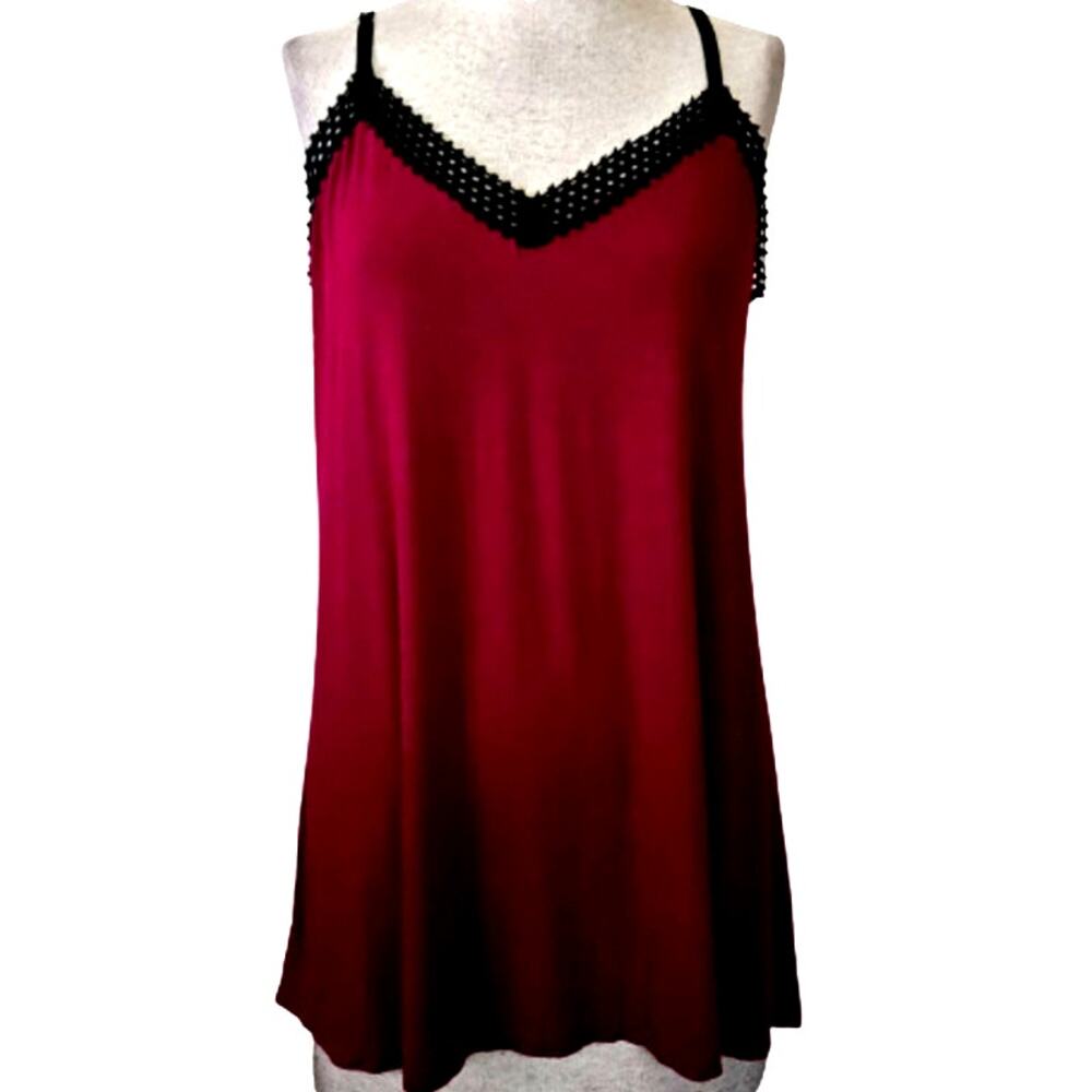 Nicole Miller Burgendy Spaghetti Strap Tank Top Size Large
